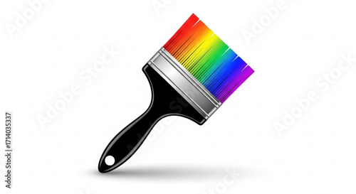 Illustration of a colorful paintbrush with rainbow bristles, symbolizing creativity and artistic expression