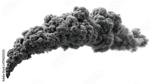 Grey Smoke Plume Isolated on Transparent Background