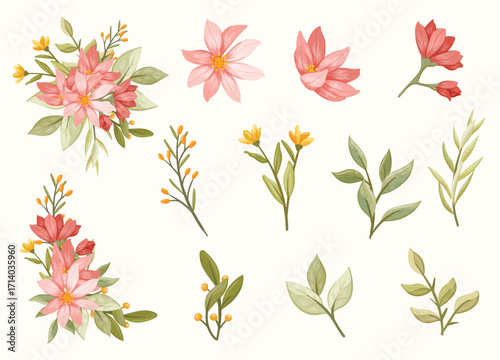 watercolor flowers vector illustration
