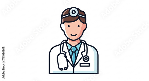 A friendly doctor with a stethoscope and head mirror, ready to help patients with their health concerns and medical needs