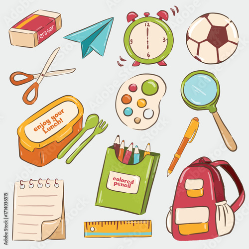 set of back to school vector illustration