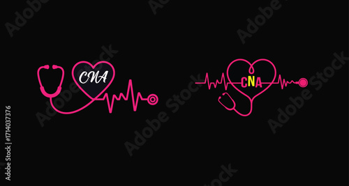 Heart Stethoscope Vector – Medical Healthcare and Doctor Icon Design. Stethoscope in Heart Shape Vector Illustration – Hospital and Nurse Symbol CNA.