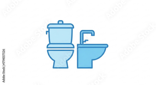 Toilet and bidet in light blue, this bathroom fixture is used for personal hygiene and sanitation