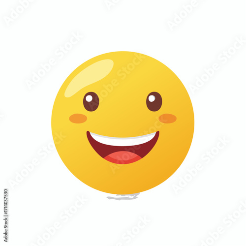 Cute emoji with rosy cheeks and big smile, showing happiness and delight.