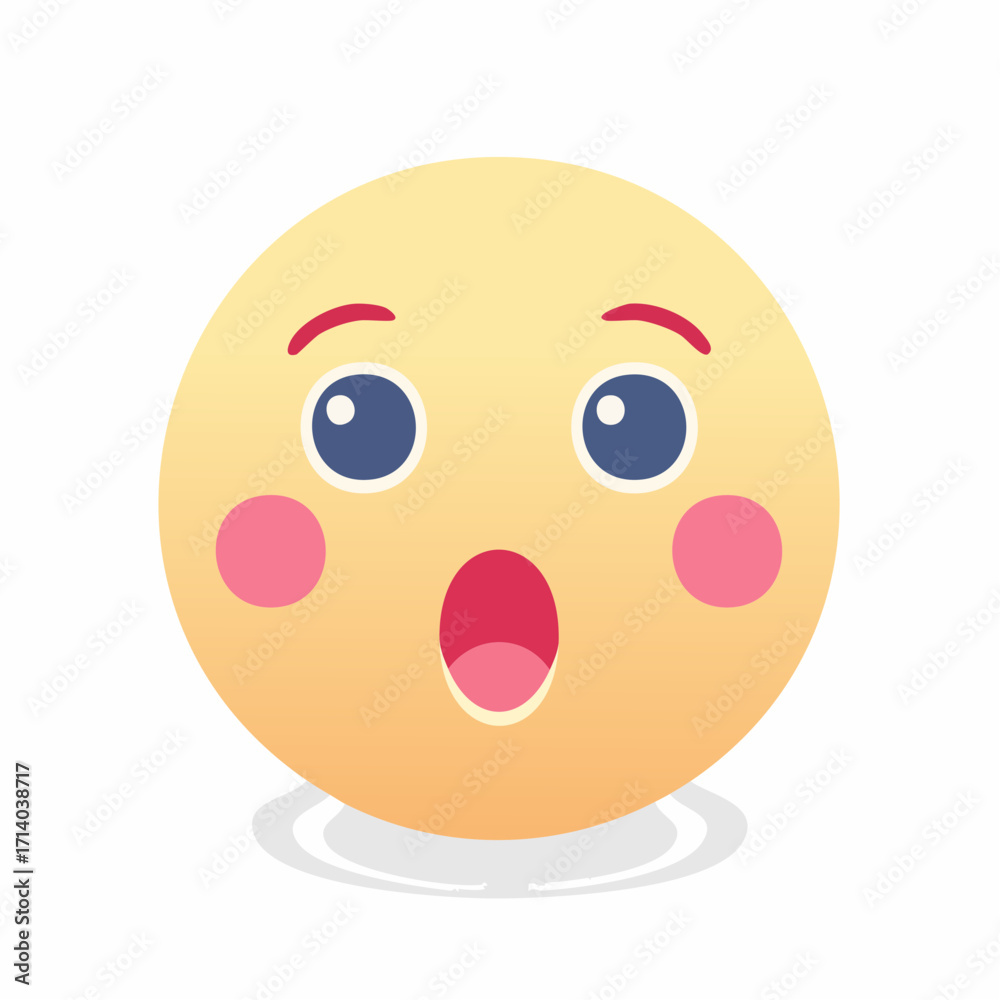 Obraz premium Blushing emoji face with round eyes, expressing shyness or astonishment.