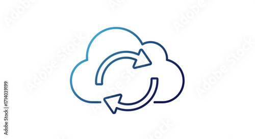 Illustration of cloud data synchronization, , representing cloud computing and data management solutions