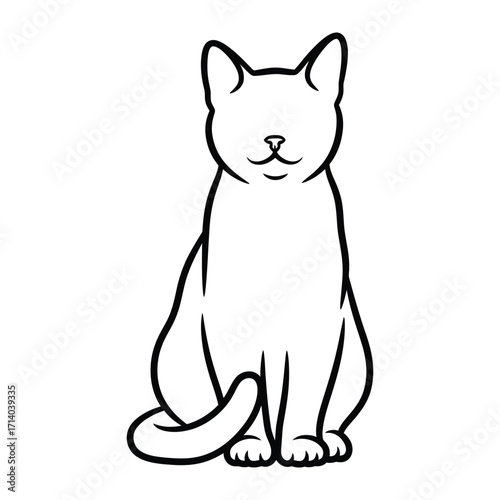 Cat Outline: A simplistic yet elegant outline of a domestic cat in a sitting position, demonstrating the minimalistic beauty of feline form.