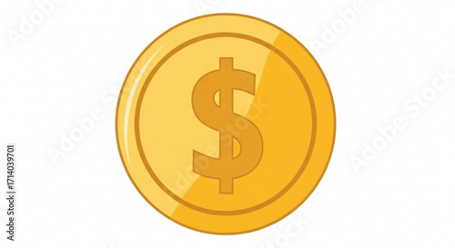 Illustration of a gold coin, representing money, finance, investment, and economic value
