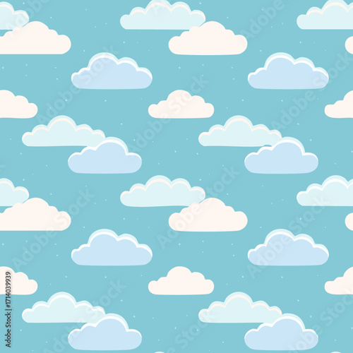 Hand Drawn Cloud Seamless Pattern Illustration Sky