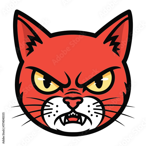 Angry Cat: A vividly illustrated graphic of an enraged cat's head, its features meticulously crafted to convey fierce emotion. 
