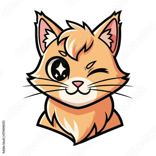 Winking Cat Icon: An adorable cartoon cat winks with charm, radiating happiness, and positivity, with a big sparkle in its eye.