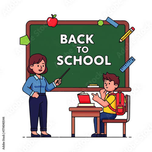 Back to School Teacher and Student Illustration