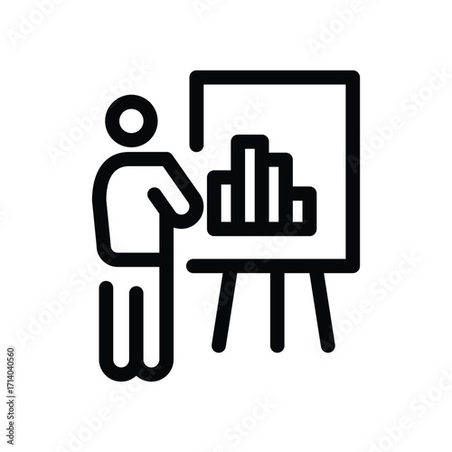 business man look for chart outline icon vector design good for web or mobile app