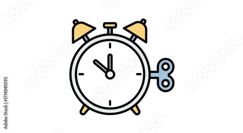 Colorful illustration of an alarm clock, symbolizing time, reminder, and urgency in a playful design