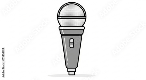 Illustration of a gray microphone the microphone has a round head and a cylindrical body