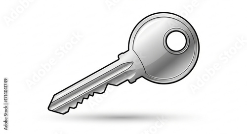 Metal key, a shiny and detailed illustration of a common object used for security, access, and unlocking mechanisms