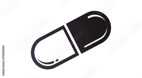 Illustration of a capsule pill, representing medication, healthcare, and pharmaceutical concepts in a simple and clean design
