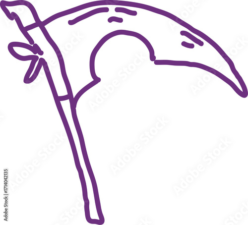 Stylized Purple Outline of a Medieval Halberd Weapon.