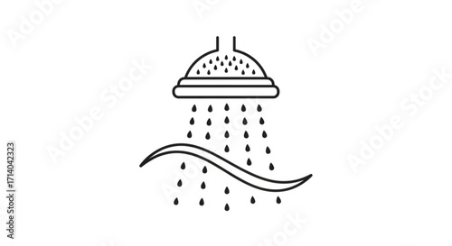 Shower head with water flowing, representing hygiene and cleanliness, perfect for bathroom and sanitation themes