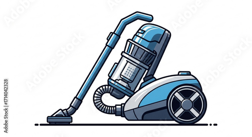 Illustration of a blue vacuum cleaner, a common household appliance used for cleaning floors and surfaces