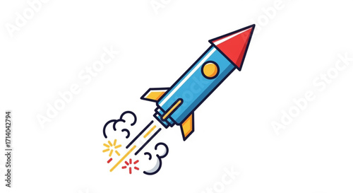 Illustration of a rocket, symbolizing space exploration, innovation, and the excitement of new beginnings and technological advancement