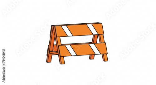 Illustration of an orange road barrier, indicating construction, safety, and temporary traffic control measures