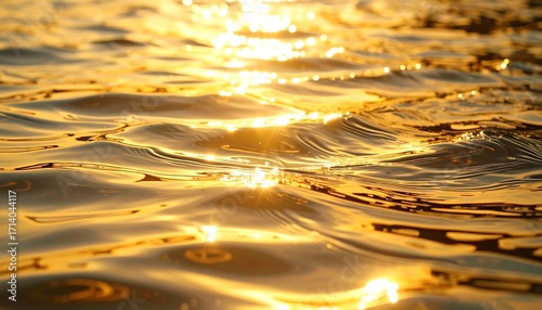 Golden water surface at sunset