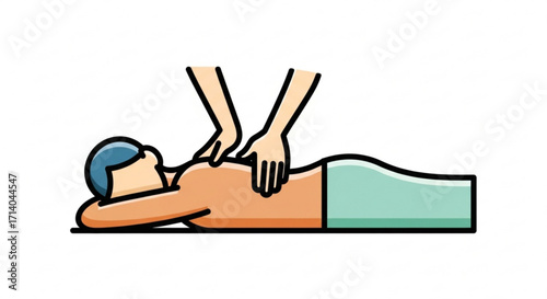 Illustration of a person receiving a back massage, concept for relaxation, therapy, and wellness