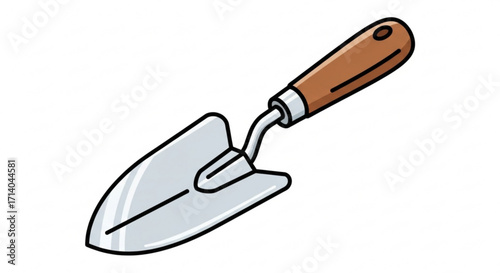 Illustration of a hand trowel, a small gardening tool used for digging, planting, and transplanting seedlings