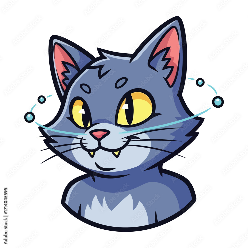 Obraz premium Whimsical Cat Avatar: This delightful illustration features a cute and expressive cat avatar, showcasing playful details and a touch of fantasy.