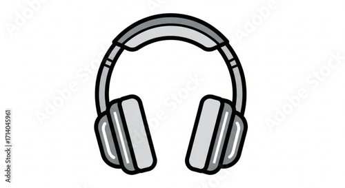 Gray wireless headphones vector illustration for music listening and audio equipment design and technology concept
