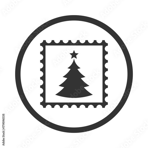 Post stamp Christmas tree icon isolated on transparent background