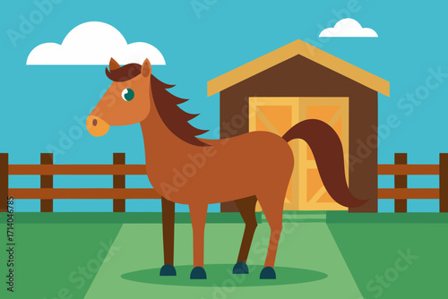 horse on a farm