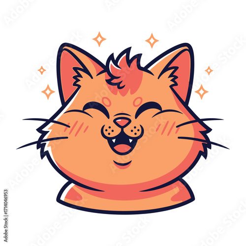Playful Paws of Joy: Captivating illustration of a gleeful, charming cat, designed in a cartoonish style, its bright orange fur emanating positive vibes of affection and cheerfulness.