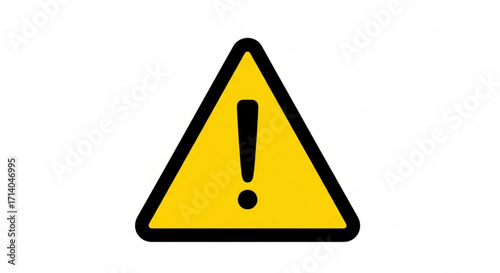 Yellow triangle warning sign with exclamation point vector graphic and attention hazard safety symbol illustration