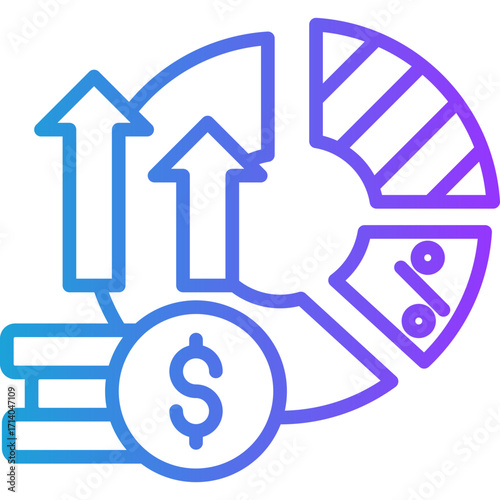 Profit Margin line gradient icon