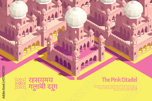 Isometric Traditional Indian Monuments and Cultural Heritage Composition