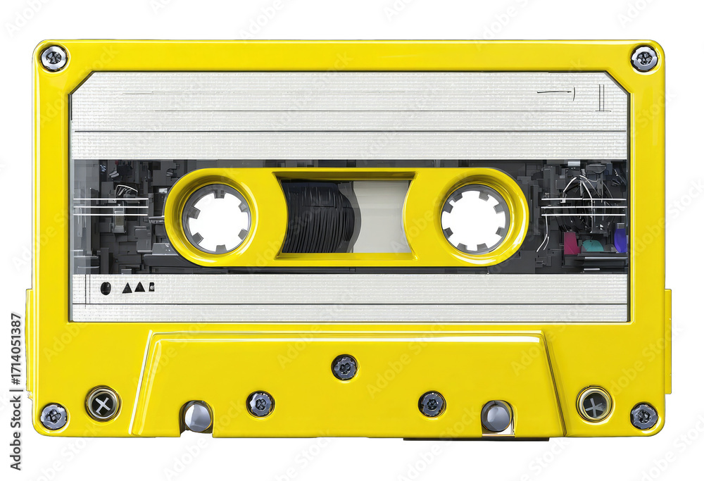 Naklejka premium Yellow cassette tape (1)