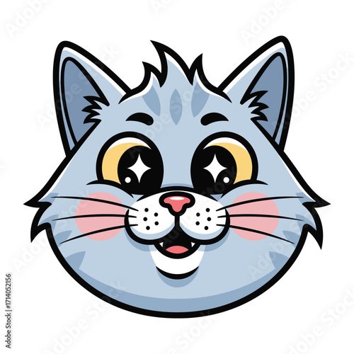 Charming Cat Illustration: Captivating illustration of a friendly, wide-eyed cat, perfect for conveying warmth and playfulness.