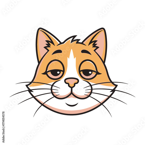Happy cat with soft fur: Charming illustration, highlighting the warm-toned fur and subtle facial expression. It brings out a pleasant feeling.