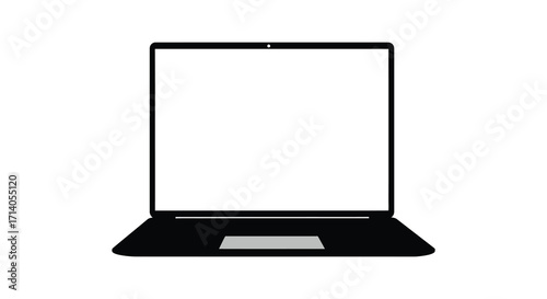 Simple illustration of a black laptop with a blank white screen
