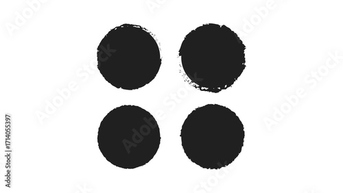 Grunge Circle Stamp Set with Rough Edges - Isolated On White Background JPG