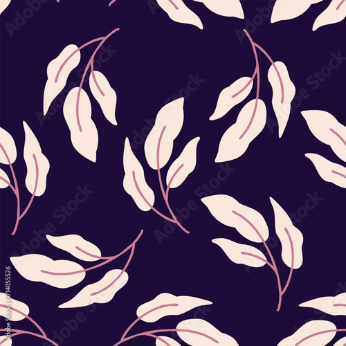 Elegant seamless leaf repeat on dark background