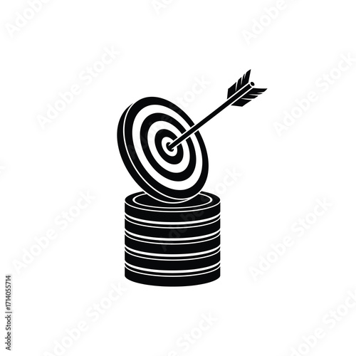 Achieving Success Arrow Hitting the Bullseye, Symbolizing Goals, Targets, and Business Strategy
