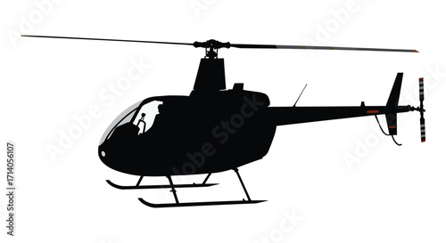 Simple black silhouette illustration of a small single rotor helicopter