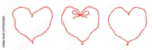 Set of ribbon heart frames decorated coquette pretty charming bows, hearts, stars, cherry, lace. Holiday trendy borders. Vintage elements for greeting cards, wedding, invitations, social media, party