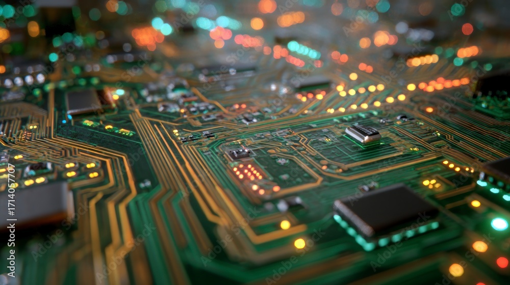 Obraz premium Complex circuit board closeup