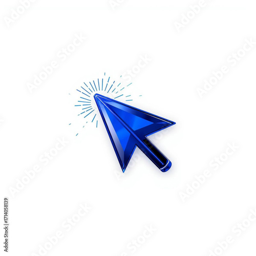 Blue Glass Cursor Arrow with Sparkle Effect click pointer
