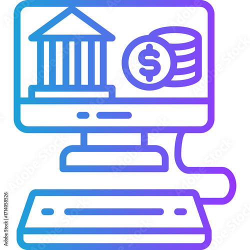 Online Banking line gradient icon