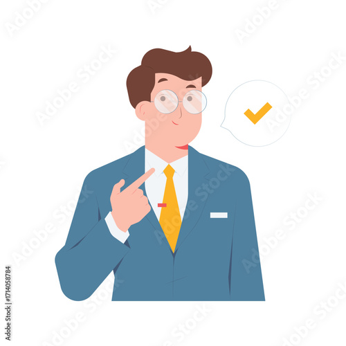Confident businessman pointing himself with high self esteem concept illustration